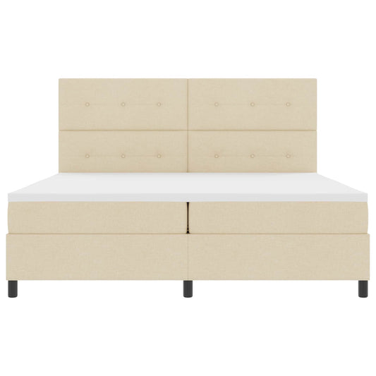 vidaXL Κρεβάτι με ελατήρια με κεφαλάρι Κρεμ 200 x 200 cm ύφασμα