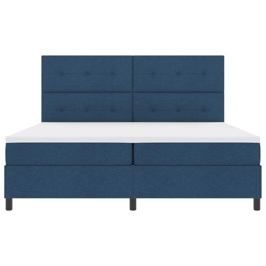 vidaXL Κρεβάτι με ελατήρια με κεφαλάρι Μπλε 200 x 200 cm ύφασμα