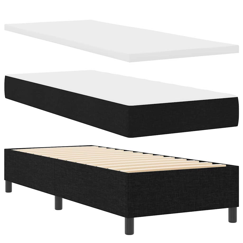 vidaXL Κρεβάτι με ελατήρια με κεφαλάρι Μαύρο 80 x 200 cm ύφασμα