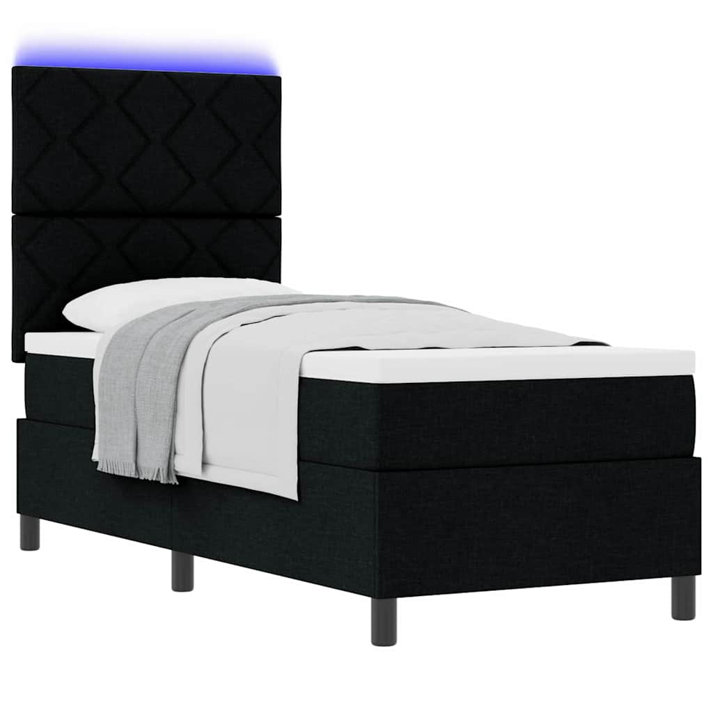vidaXL Κρεβάτι με ελατήρια με κεφαλάρι Μαύρο 80 x 200 cm ύφασμα