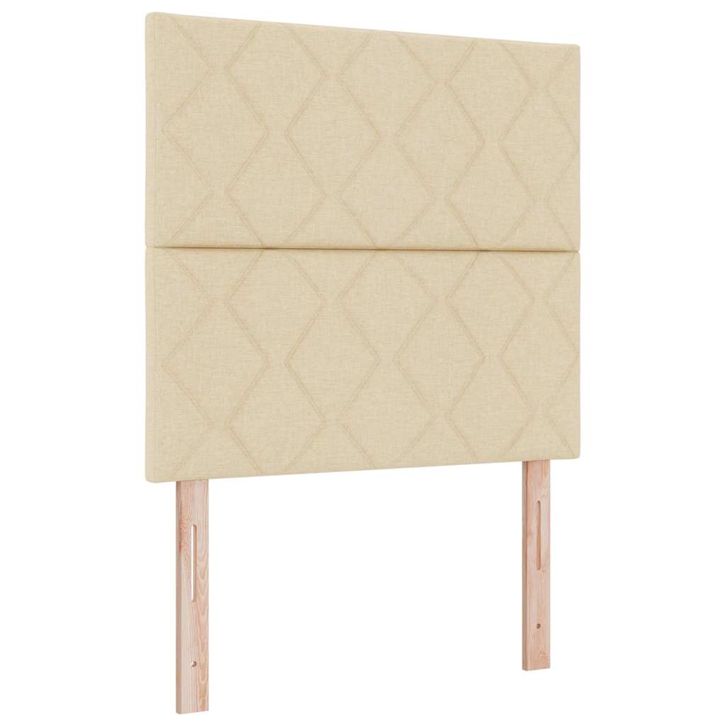 vidaXL Κρεβάτι με ελατήρια με κεφαλάρι Κρεμ 90 x 190 cm ύφασμα
