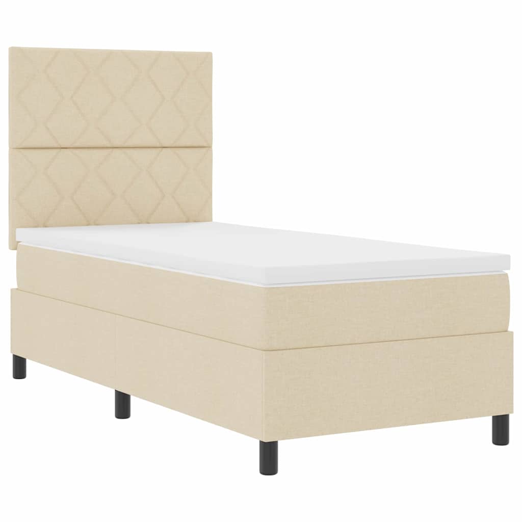 vidaXL Κρεβάτι με ελατήρια με κεφαλάρι Κρεμ 90 x 190 cm ύφασμα