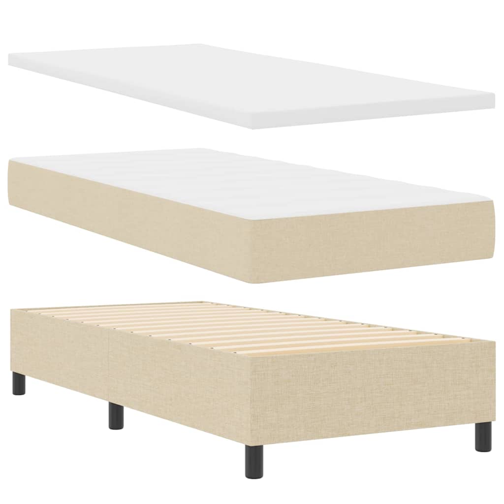 vidaXL Κρεβάτι με ελατήρια με κεφαλάρι Κρεμ 90 x 190 cm ύφασμα
