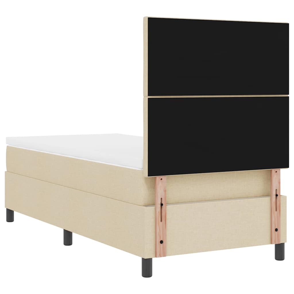 vidaXL Κρεβάτι με ελατήρια με κεφαλάρι Κρεμ 90 x 190 cm ύφασμα