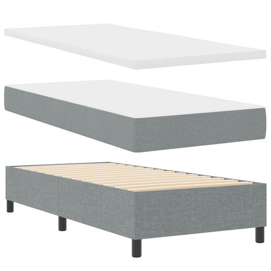 vidaXL Κρεβάτι με ελατήρια Ανοιχτό γκρι 100 x 200 cm ύφασμα