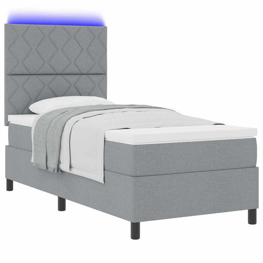 vidaXL Κρεβάτι με ελατήρια Ανοιχτό γκρι 100 x 200 cm ύφασμα