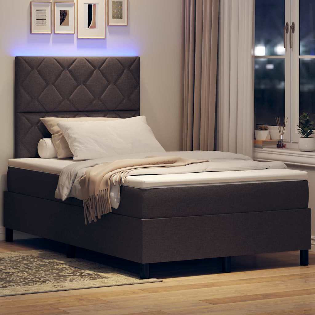 vidaXL Κρεβάτι με ελατήρια Σκούρο καφέ Σκούρο καφέ 120 x 190 cm ύφασμα