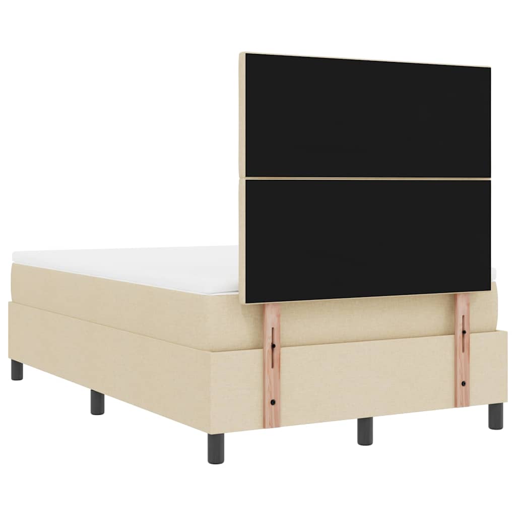 vidaXL Κρεβάτι με ελατήρια με κεφαλάρι Κρεμ 120 x 190 cm ύφασμα