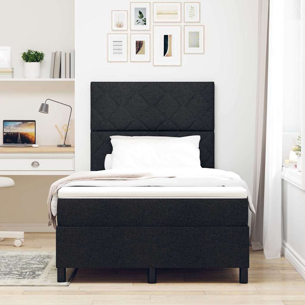 vidaXL Κρεβάτι με ελατήρια με κεφαλάρι Μαύρο 120 x 200 cm ύφασμα