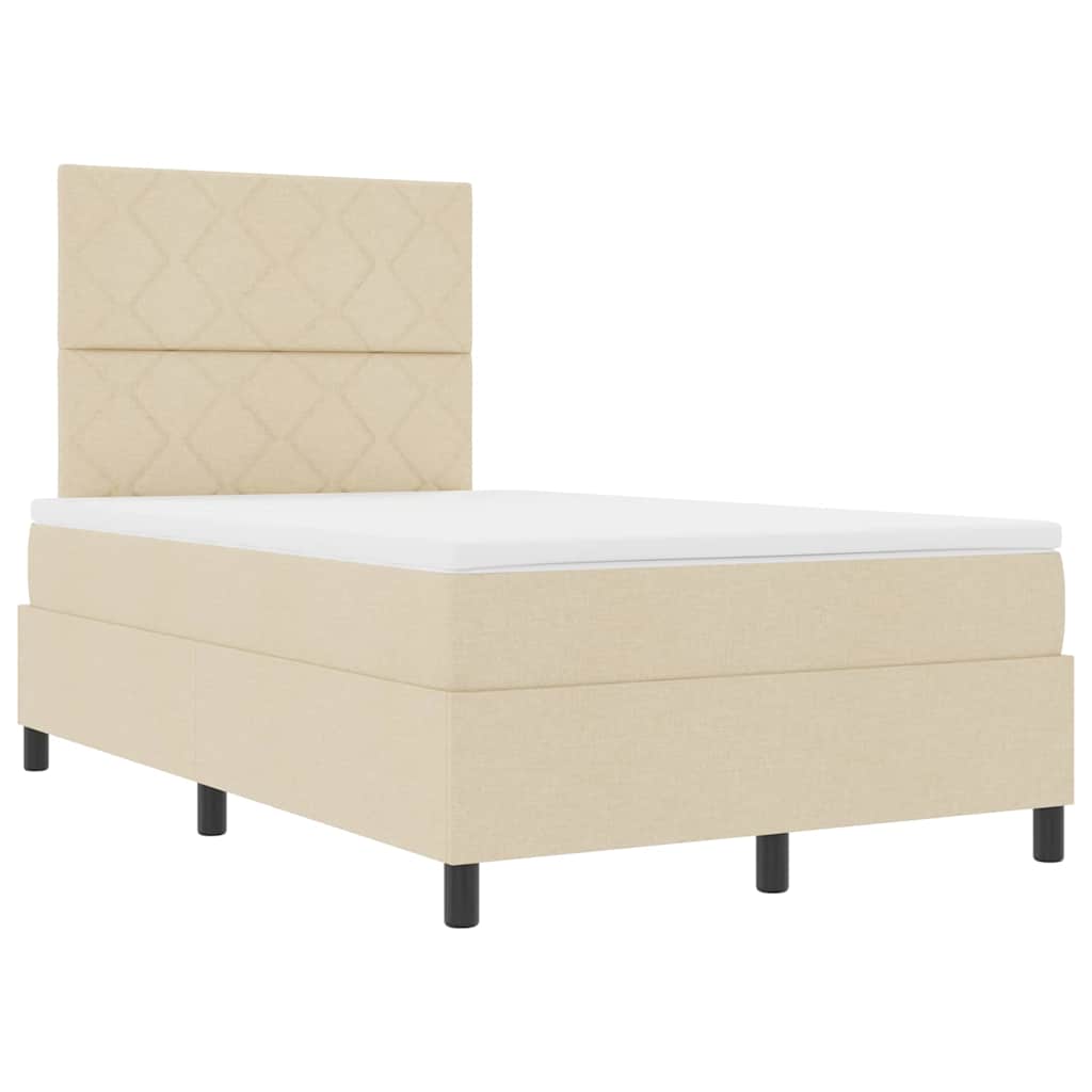 vidaXL Κρεβάτι με ελατήρια με κεφαλάρι Κρεμ 120 x 200 cm ύφασμα