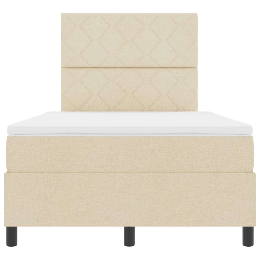 vidaXL Κρεβάτι με ελατήρια με κεφαλάρι Κρεμ 120 x 200 cm ύφασμα