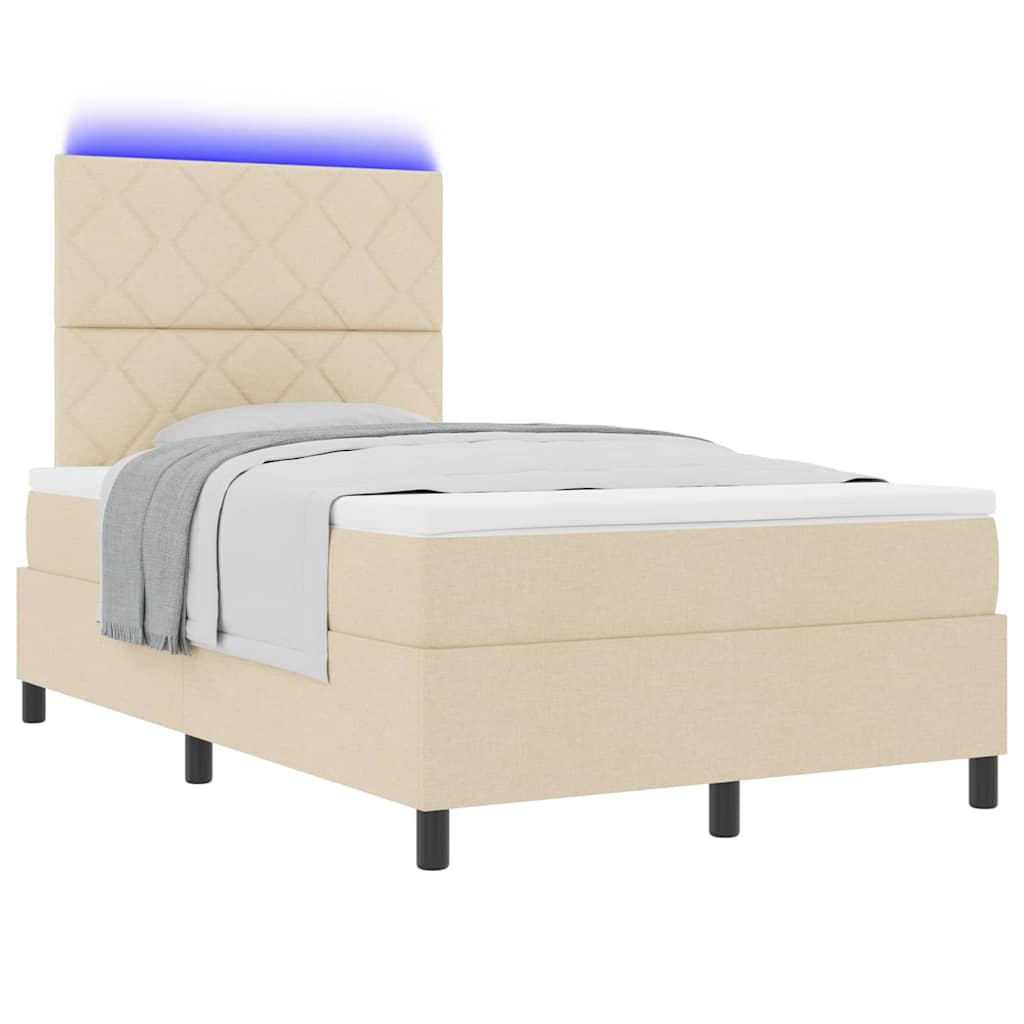 vidaXL Κρεβάτι με ελατήρια με κεφαλάρι Κρεμ 120 x 200 cm ύφασμα