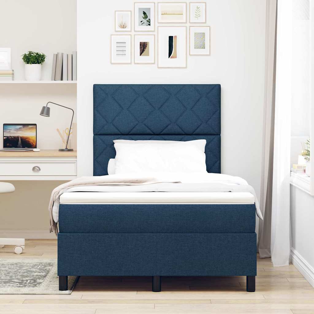 vidaXL Κρεβάτι με ελατήρια με κεφαλάρι Μπλε 120 x 200 cm ύφασμα