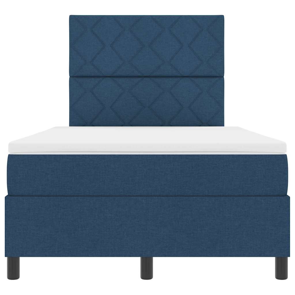 vidaXL Κρεβάτι με ελατήρια με κεφαλάρι Μπλε 120 x 200 cm ύφασμα