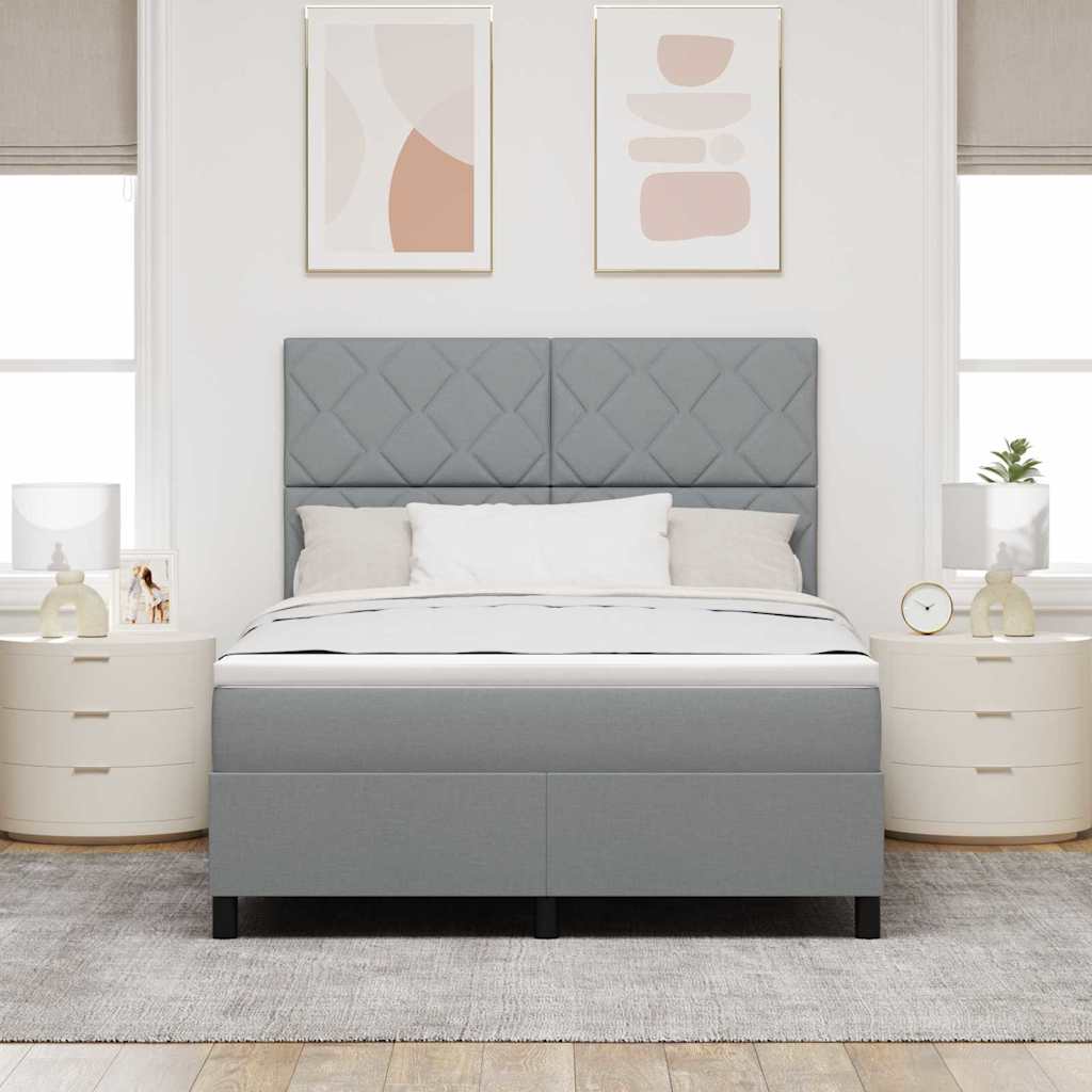 vidaXL Κρεβάτι με ελατήρια Ανοιχτό γκρι 140 x 190 cm ύφασμα