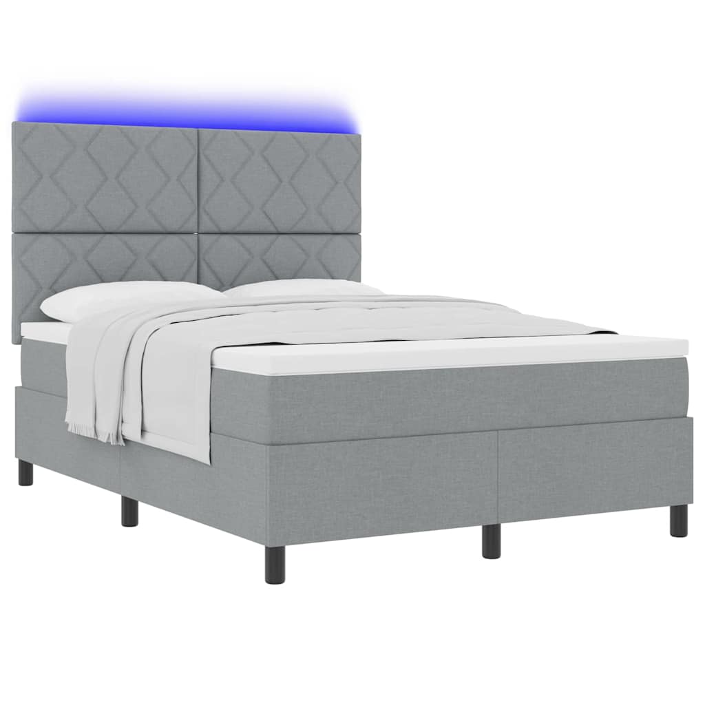 vidaXL Κρεβάτι με ελατήρια Ανοιχτό γκρι 140 x 190 cm ύφασμα
