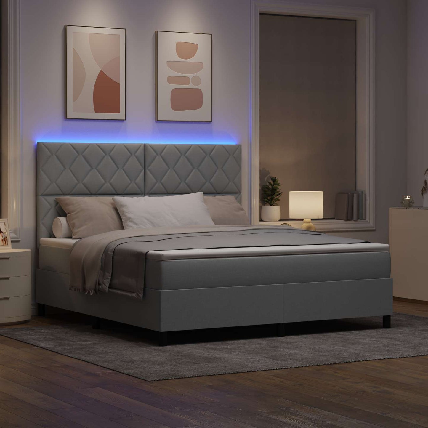 vidaXL Κρεβάτι με ελατήρια Ανοιχτό γκρι 180 x 200 cm ύφασμα