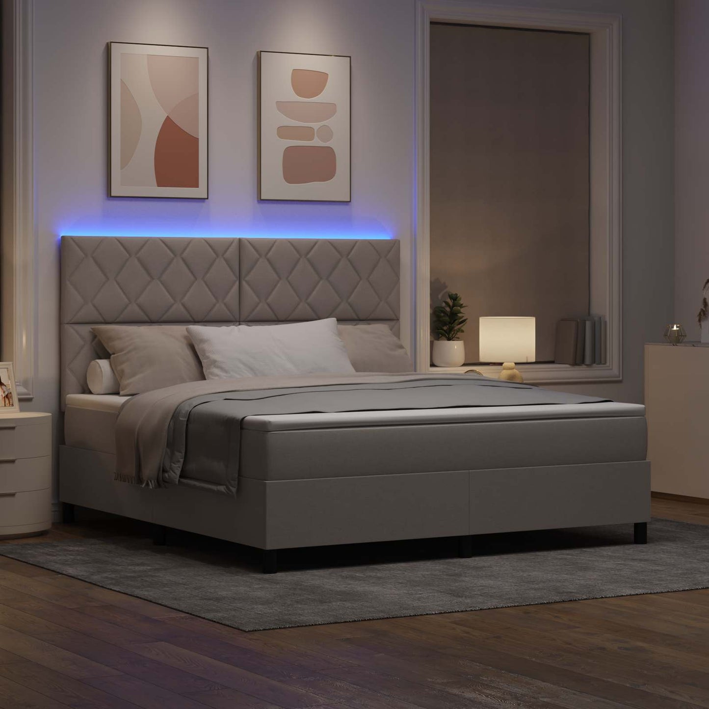 vidaXL Κρεβάτι με ελατήρια με κεφαλάρι Taupe 180 x 200 cm ύφασμα