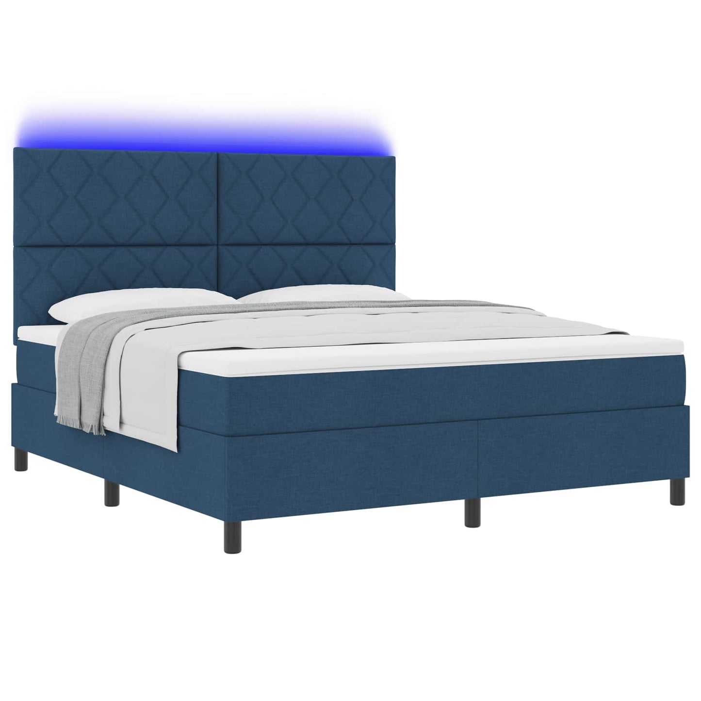 vidaXL Κρεβάτι με ελατήρια με κεφαλάρι Μπλε 180 x 200 cm ύφασμα