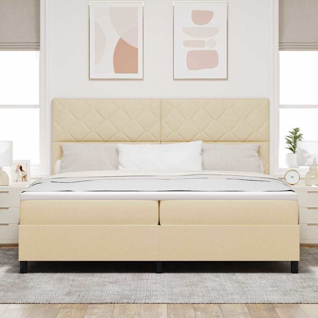 vidaXL Κρεβάτι με ελατήρια με κεφαλάρι Κρεμ 200 x 200 cm ύφασμα