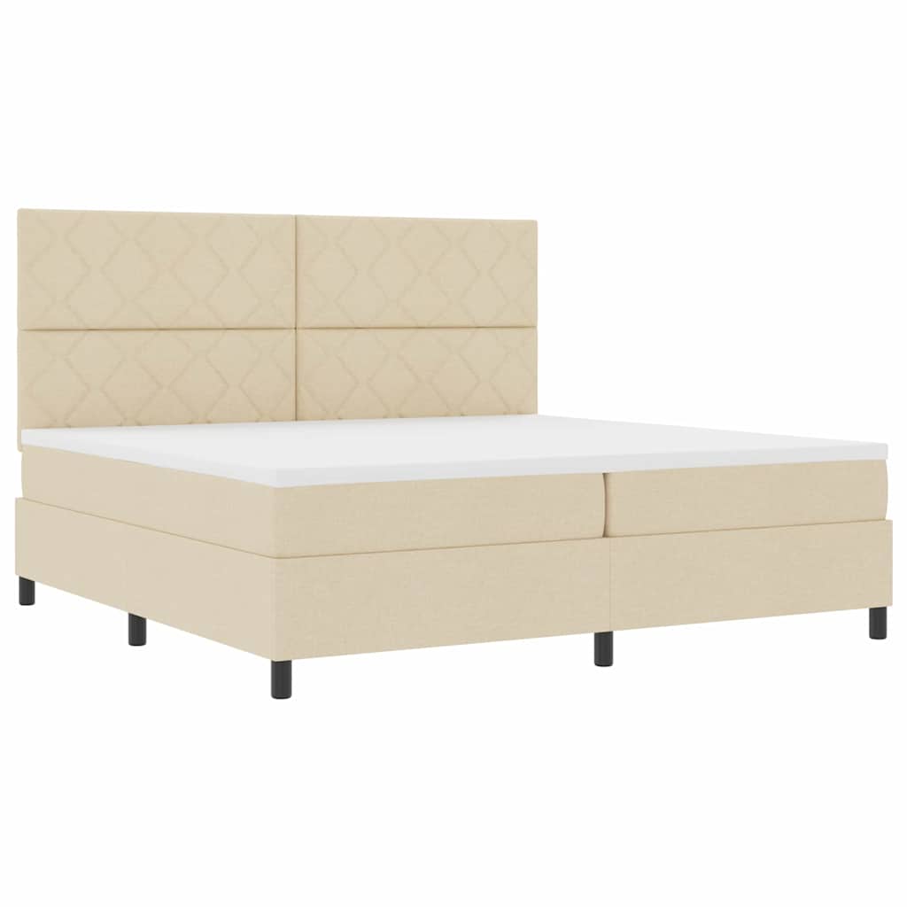 vidaXL Κρεβάτι με ελατήρια με κεφαλάρι Κρεμ 200 x 200 cm ύφασμα
