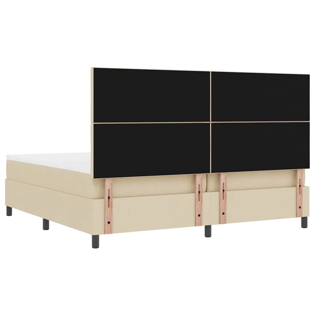 vidaXL Κρεβάτι με ελατήρια με κεφαλάρι Κρεμ 200 x 200 cm ύφασμα