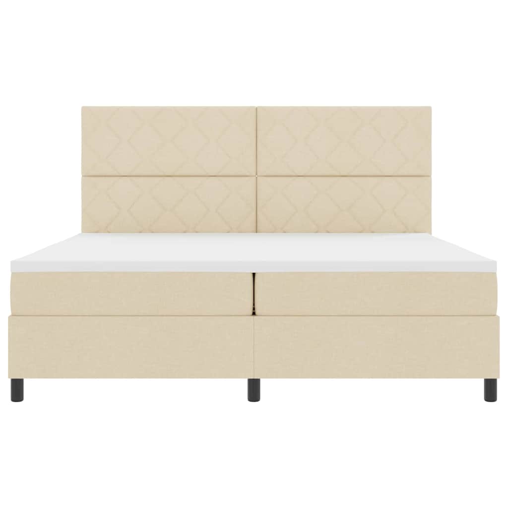 vidaXL Κρεβάτι με ελατήρια με κεφαλάρι Κρεμ 200 x 200 cm ύφασμα