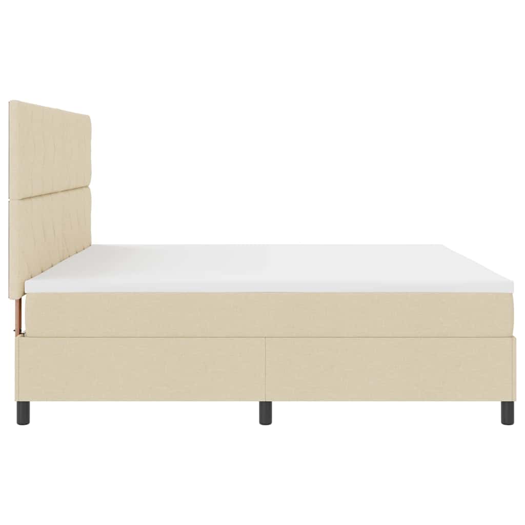 vidaXL Κρεβάτι με ελατήρια με κεφαλάρι Κρεμ 200 x 200 cm ύφασμα