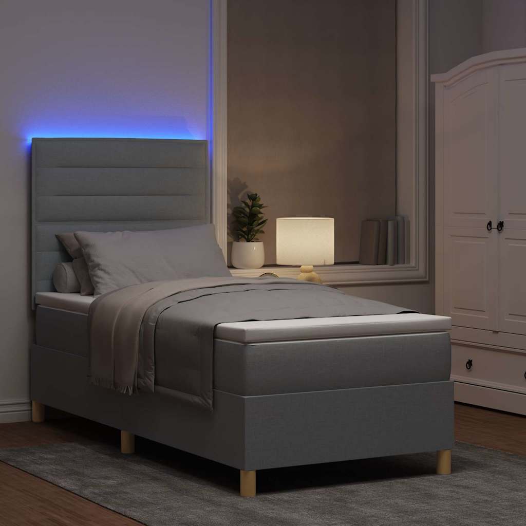 vidaXL LED Κρεβάτι με βάθρο με στρώμα Ανοιχτό γκρι 80 x 200 cm ύφασμα