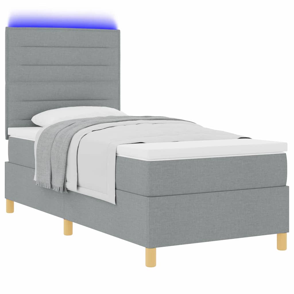vidaXL LED Κρεβάτι με βάθρο με στρώμα Ανοιχτό γκρι 80 x 200 cm ύφασμα