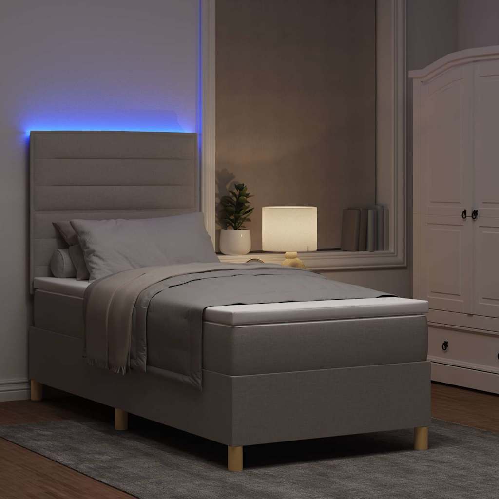 vidaXL LED Κρεβάτι με βάθρο με στρώμα Taupe 100 x 200 cm ύφασμα