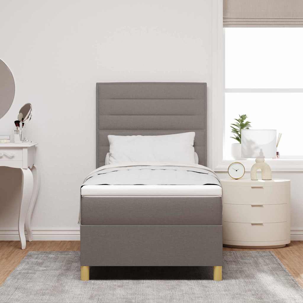 vidaXL LED Κρεβάτι με βάθρο με στρώμα Taupe 100 x 200 cm ύφασμα