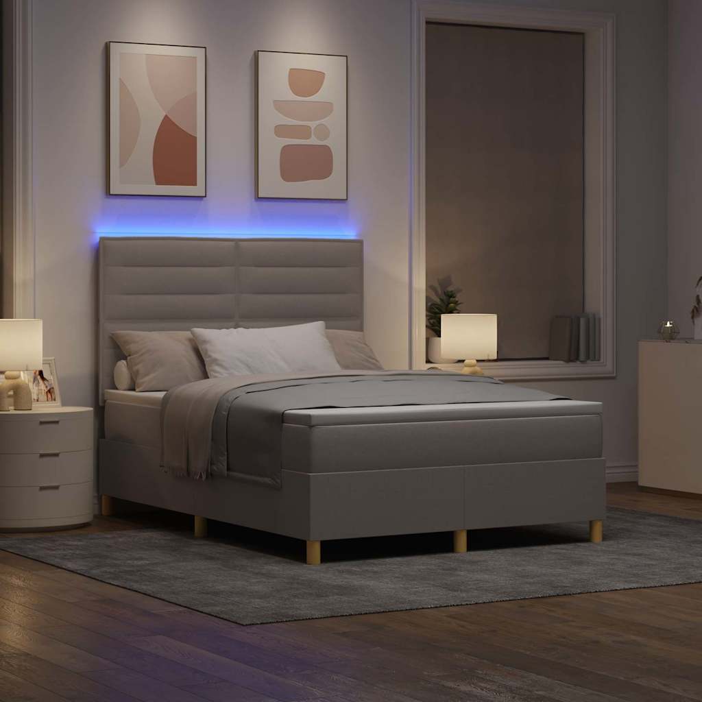 vidaXL LED Κρεβάτι με βάθρο με στρώμα Taupe 140 x 190 cm ύφασμα