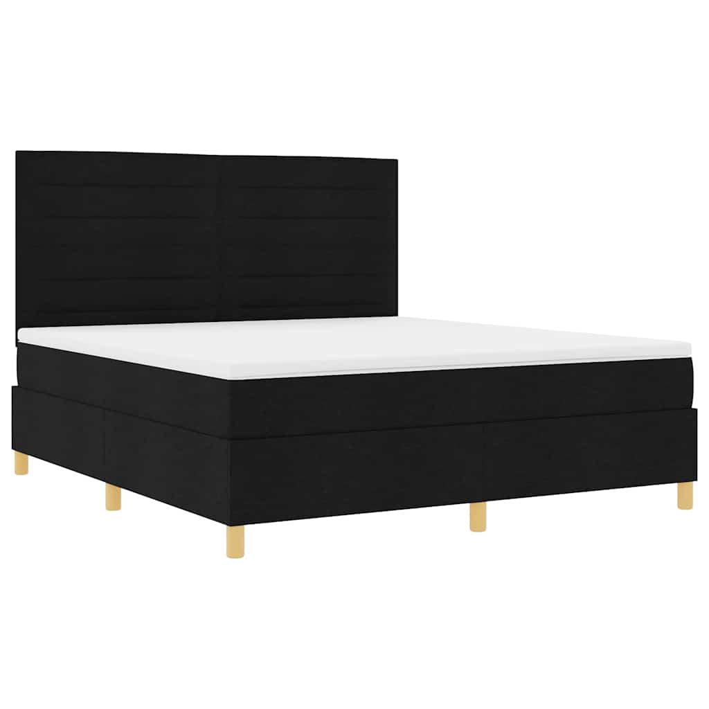 vidaXL LED Κρεβάτι με βάθρο με στρώμα Μαύρο 180 x 200 cm ύφασμα