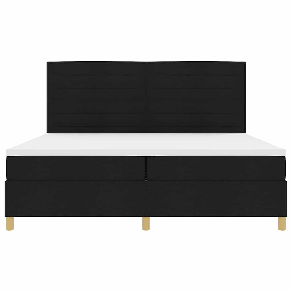 vidaXL LED Κρεβάτι με βάθρο με στρώμα Μαύρο 200 x 200 cm ύφασμα