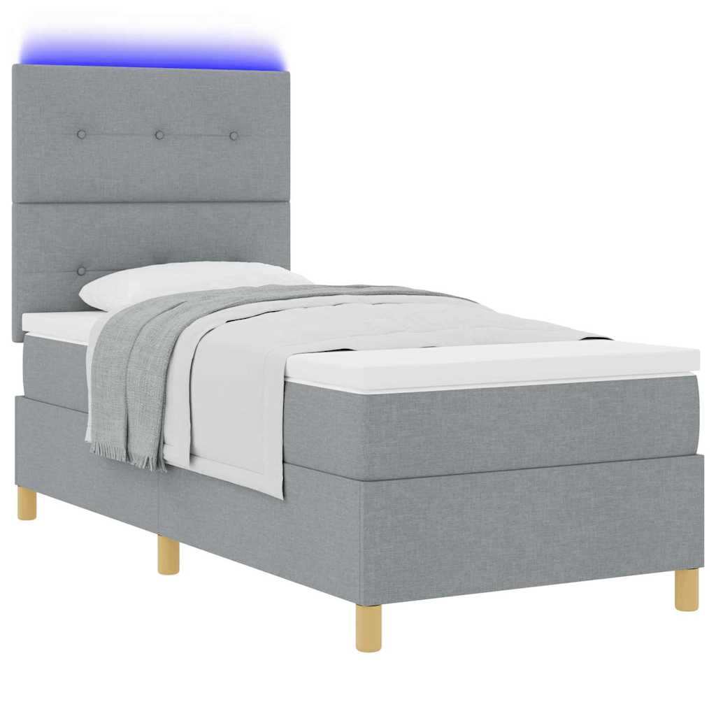 vidaXL LED Κρεβάτι με βάθρο Ανοιχτό γκρι 80 x 200 cm ύφασμα