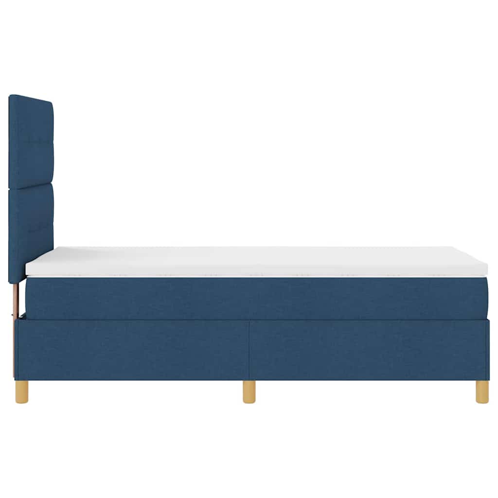 vidaXL LED Κρεβάτι με βάθρο με κεφαλάρι Μπλε 90 x 190 cm ύφασμα