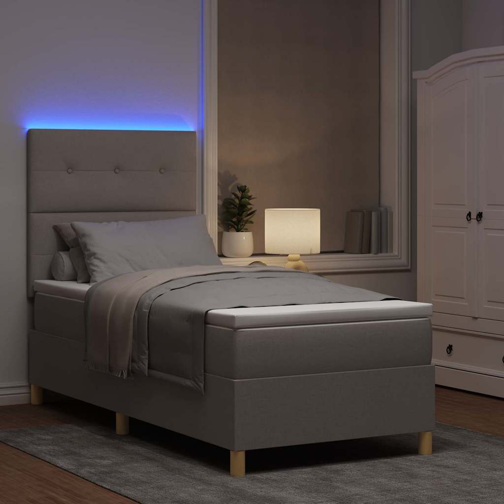 vidaXL LED Κρεβάτι με βάθρο με κεφαλάρι Taupe 100 x 200 cm ύφασμα