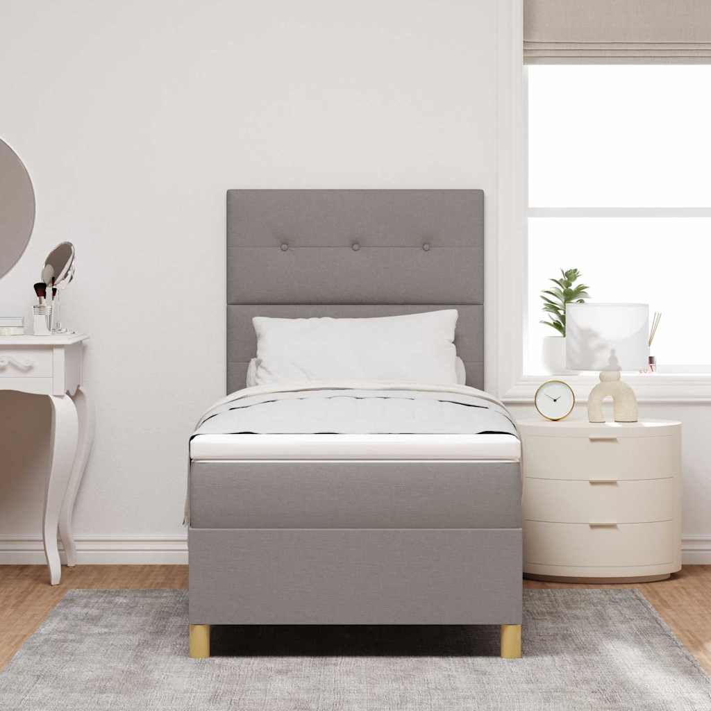 vidaXL LED Κρεβάτι με βάθρο με κεφαλάρι Taupe 100 x 200 cm ύφασμα