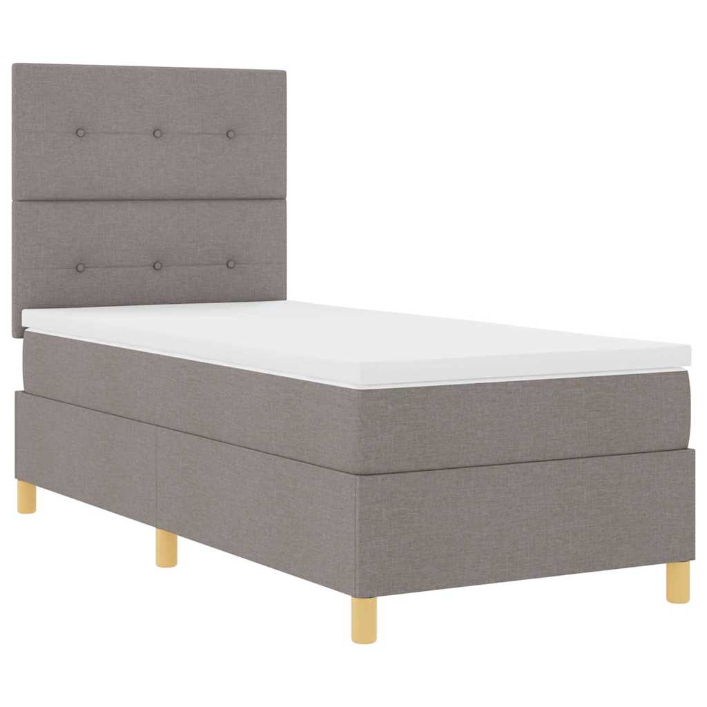 vidaXL LED Κρεβάτι με βάθρο με κεφαλάρι Taupe 100 x 200 cm ύφασμα