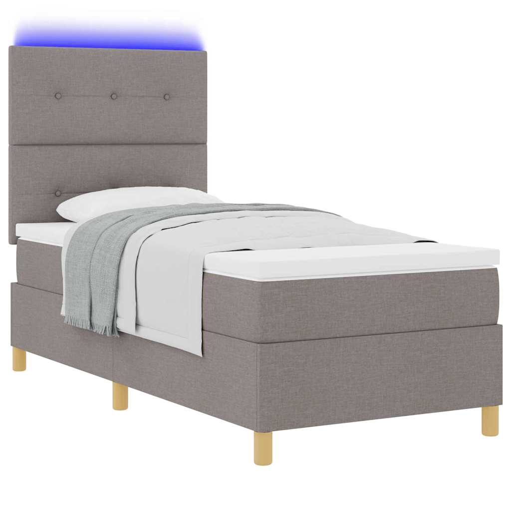 vidaXL LED Κρεβάτι με βάθρο με κεφαλάρι Taupe 100 x 200 cm ύφασμα