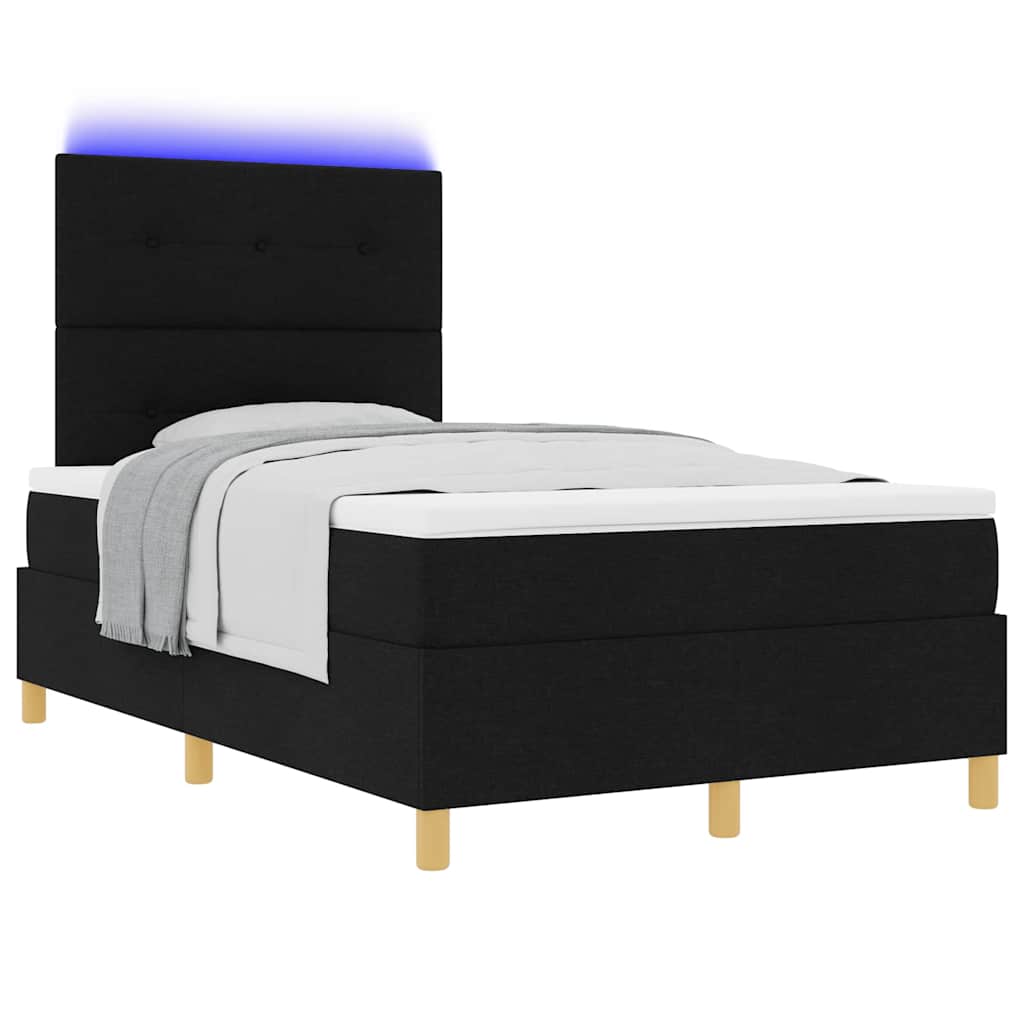 vidaXL LED Κρεβάτι με βάθρο με κεφαλάρι Μαύρο 120 x 200 cm ύφασμα