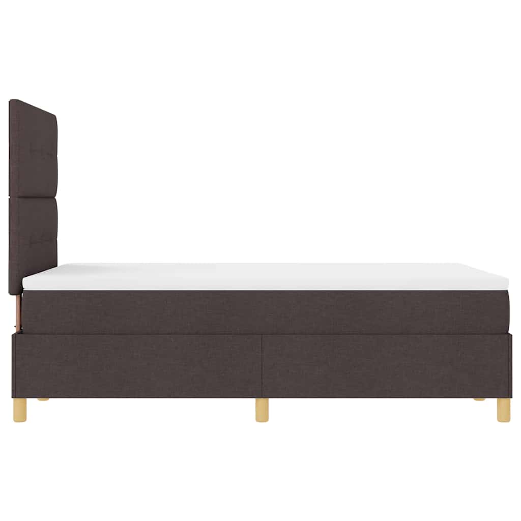 vidaXL LED Κρεβάτι με βάθρο Σκούρο Καφέ 120 x 200 cm ύφασμα