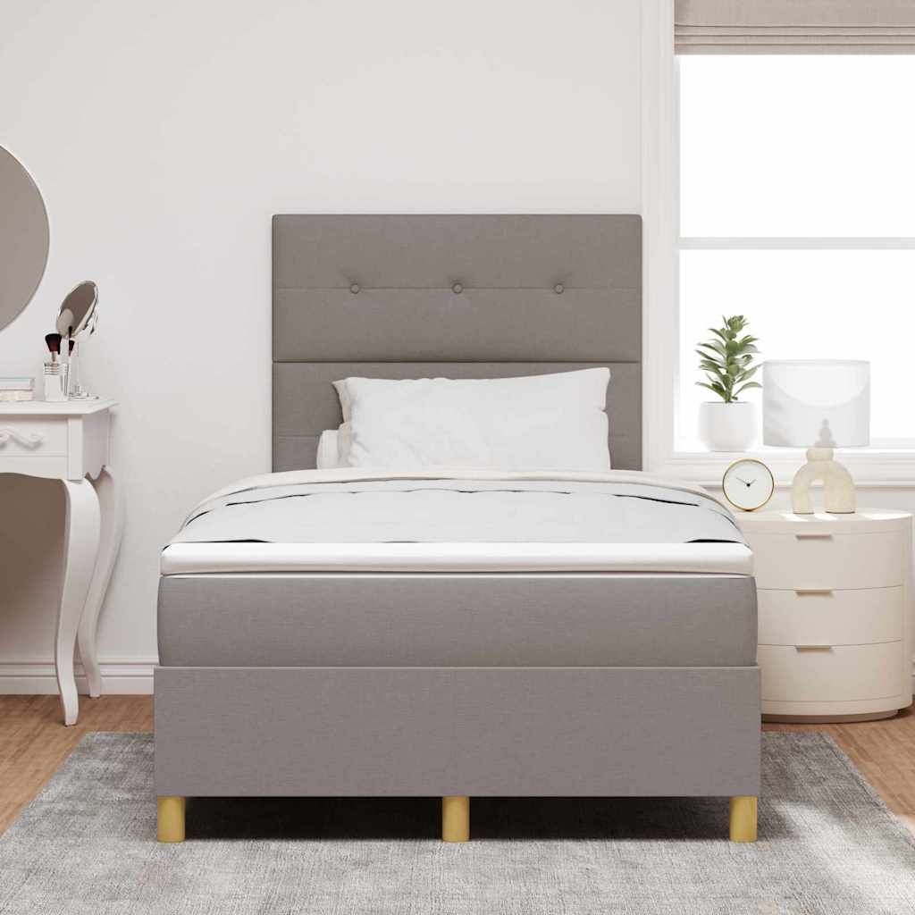 vidaXL LED Κρεβάτι με βάθρο με μαξιλάρι Taupe 120 x 200 cm ύφασμα