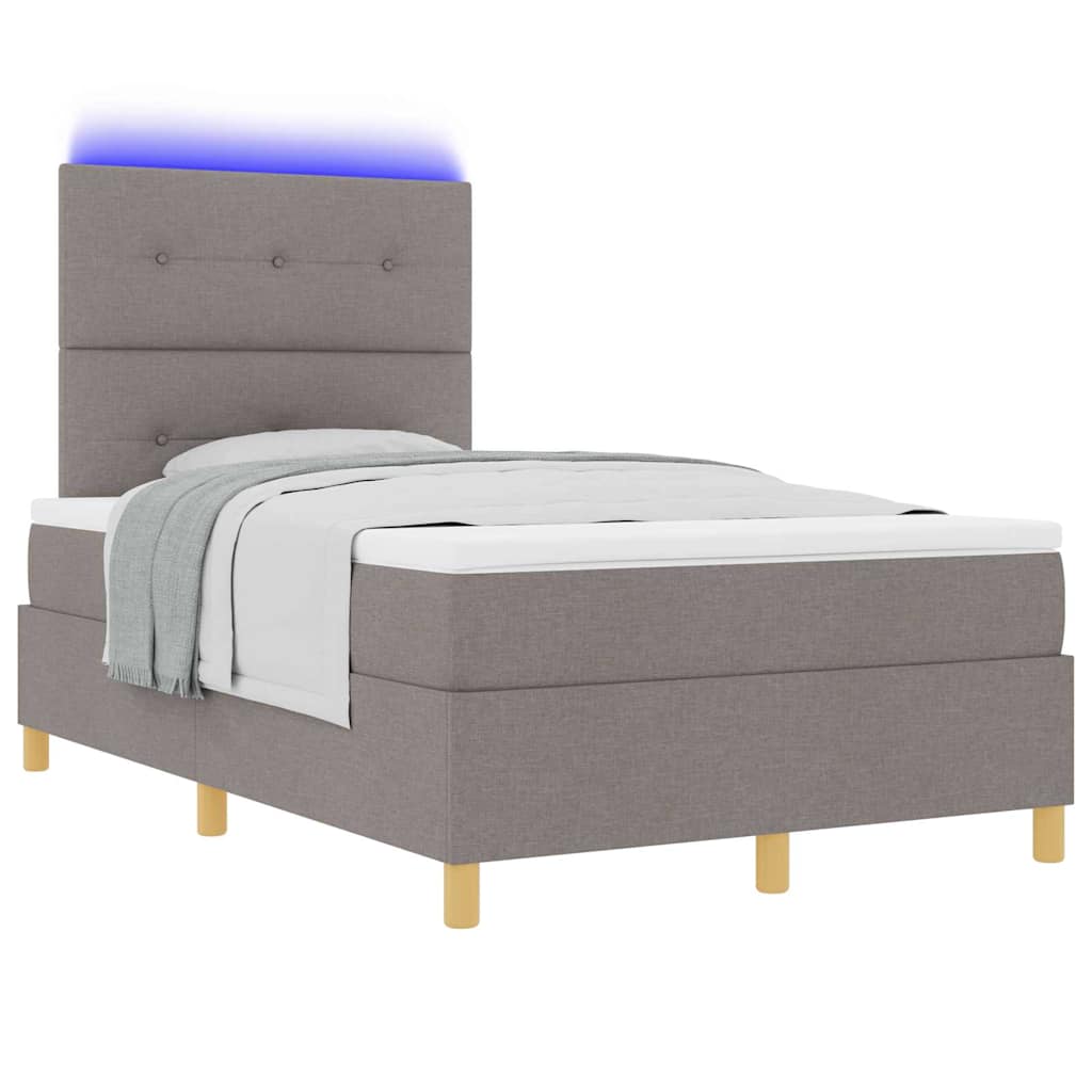 vidaXL LED Κρεβάτι με βάθρο με μαξιλάρι Taupe 120 x 200 cm ύφασμα