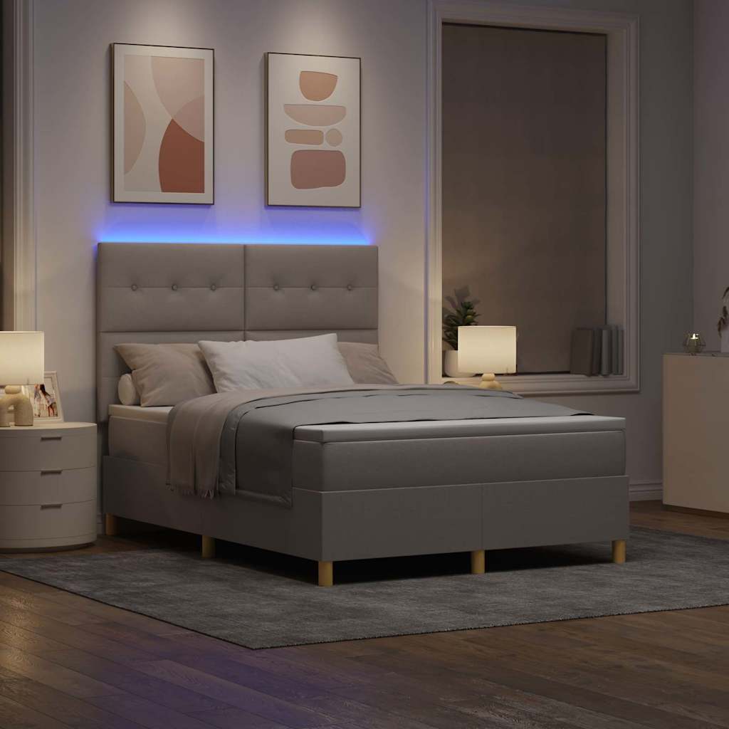 vidaXL LED Κρεβάτι με βάθρο με κεφαλάρι Taupe 140 x 200 cm ύφασμα