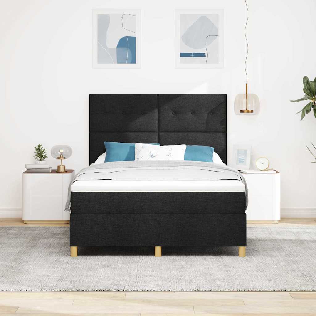 vidaXL LED Κρεβάτι με βάθρο με κεφαλάρι Μαύρο 160 x 200 cm ύφασμα