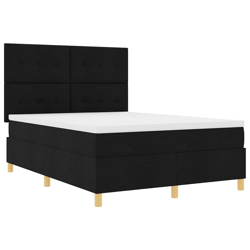 vidaXL LED Κρεβάτι με βάθρο με κεφαλάρι Μαύρο 160 x 200 cm ύφασμα