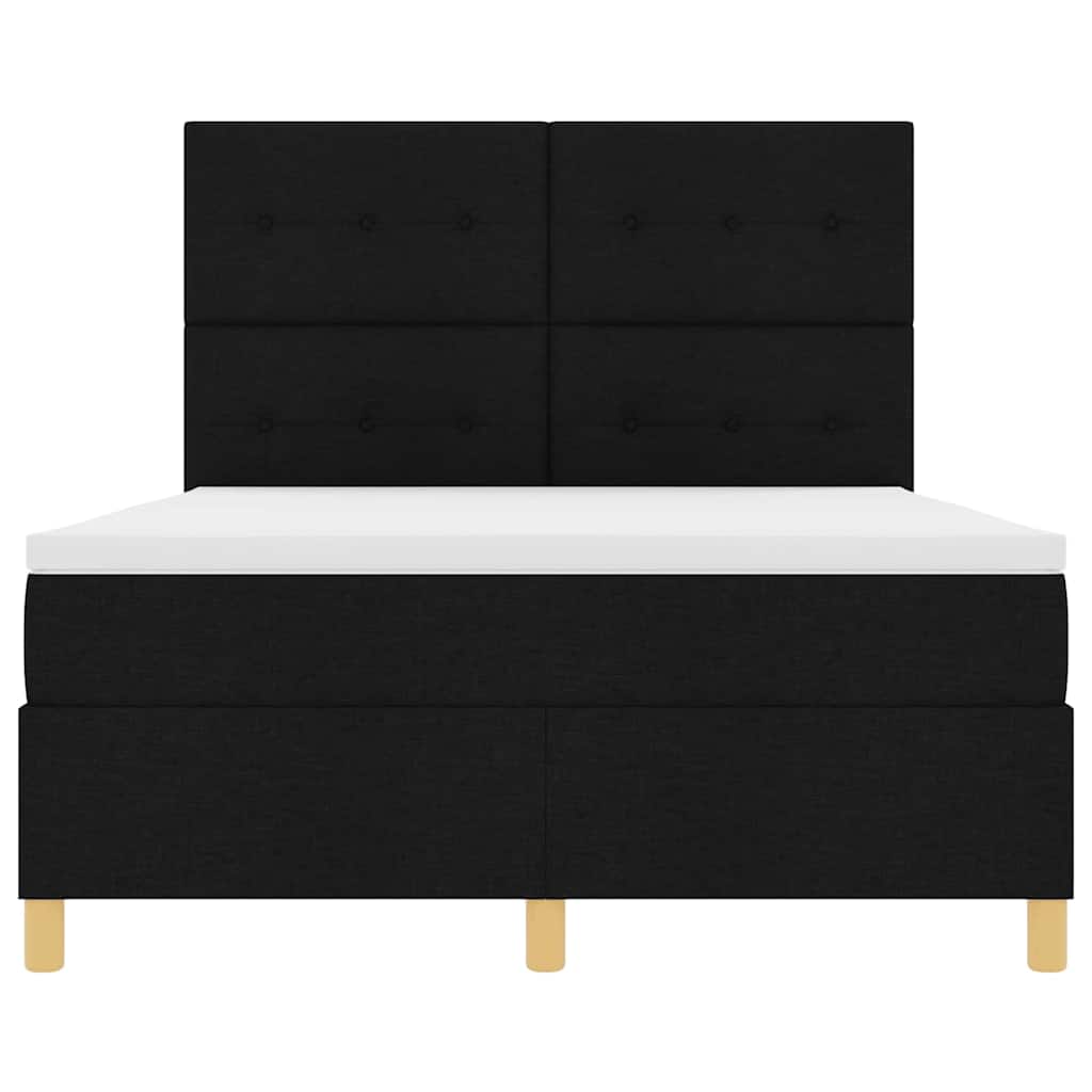 vidaXL LED Κρεβάτι με βάθρο με κεφαλάρι Μαύρο 160 x 200 cm ύφασμα