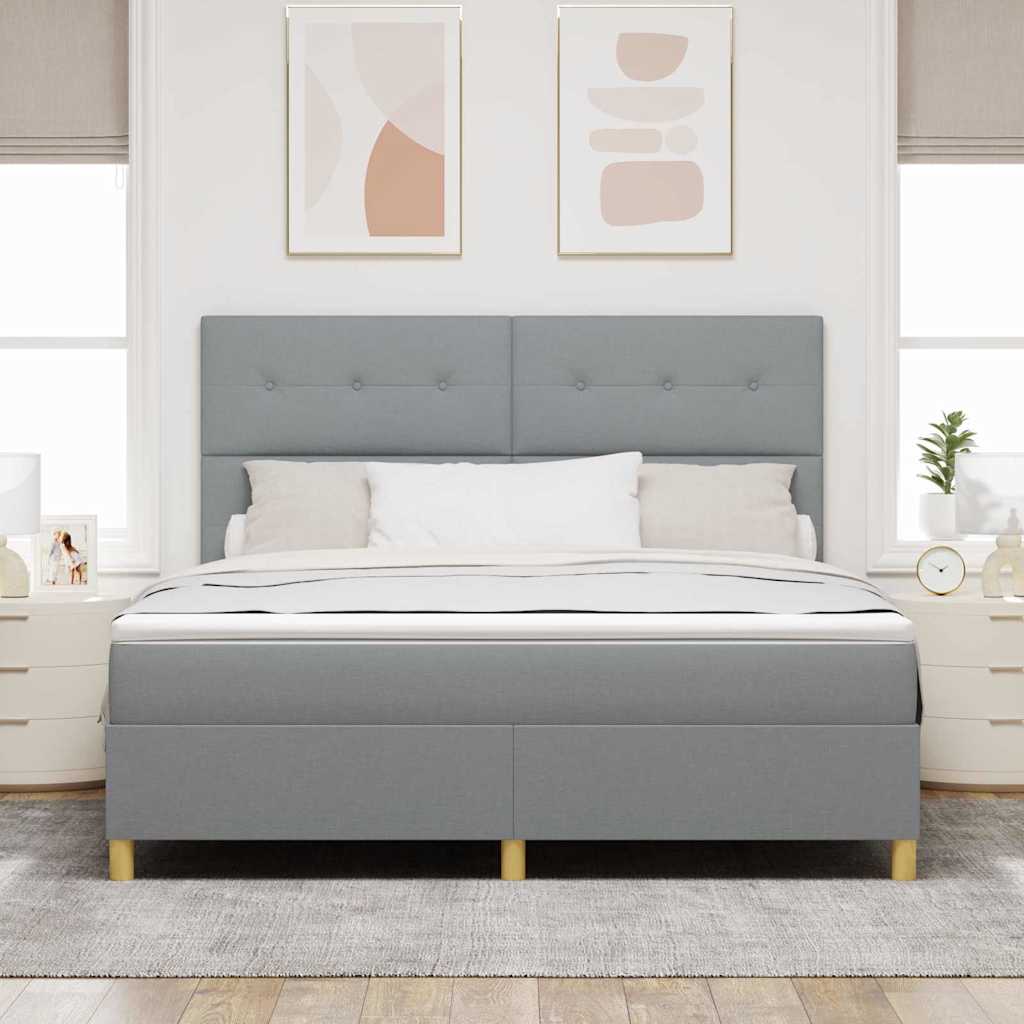vidaXL LED Κρεβάτι με βάθρο Ανοιχτό γκρι 180 x 200 cm ύφασμα